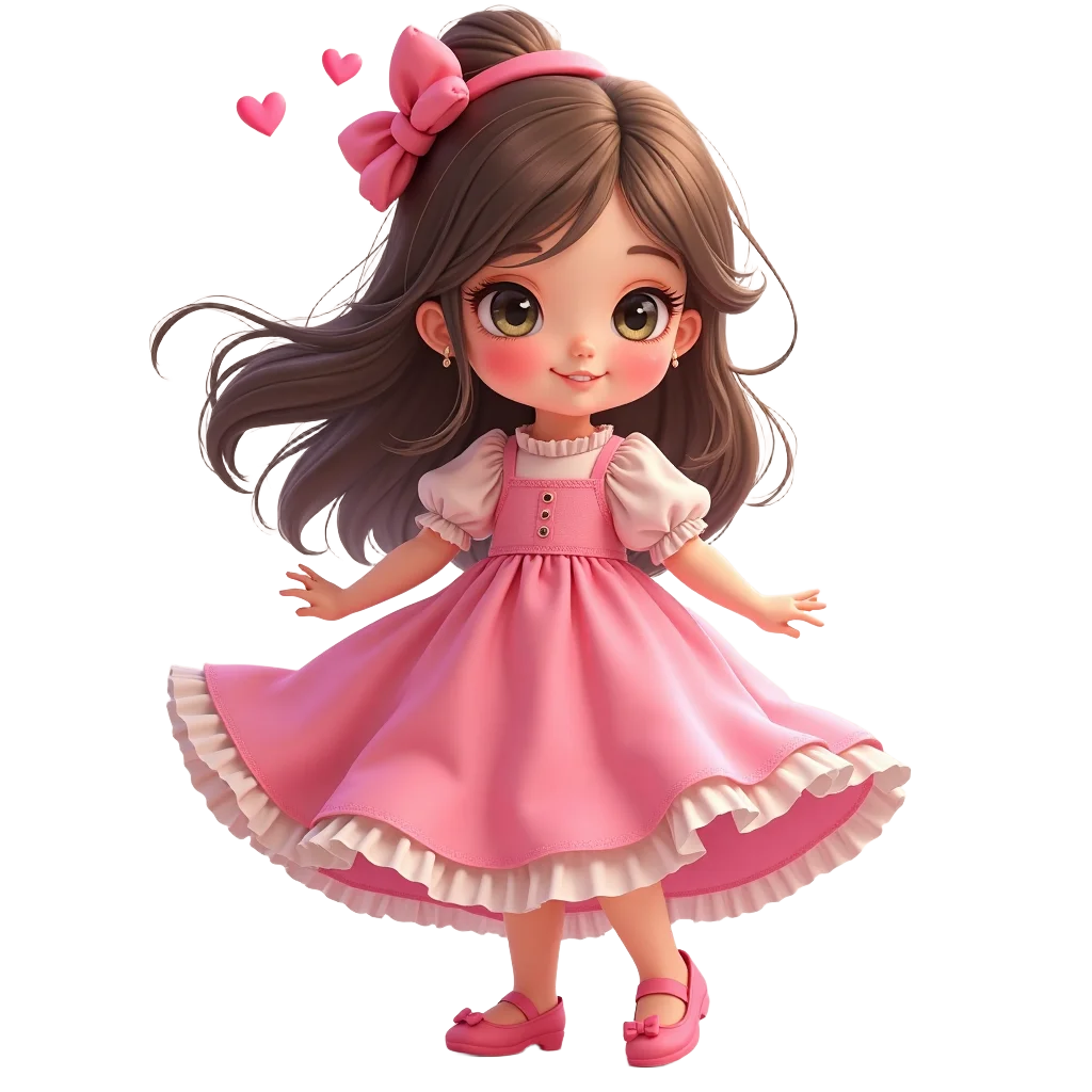 Charming Girl in Pink Dress